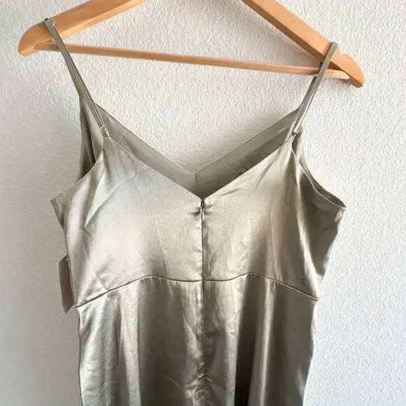 Birdy Grey New Catherine Shiny Satin Moss Green Large Dress - Picture 9 of 16